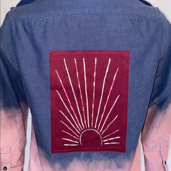 SUNRISE DIP DYED GRAPHIC BACK BUTTON DOWN SHIRT - Picture 6 of 7